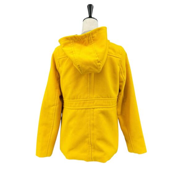 Old Navy Y2K 2012 Bright Yellow Felt Toggle Hooded Winter Peacoat - Picture 3 of 12